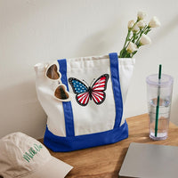 Butterfly Independence Day Color-blocked Canvas Bag