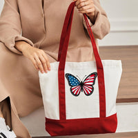 Butterfly Independence Day Color-blocked Canvas Bag