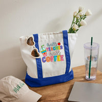 Half Teacher Half Coffee Color-blocked Canvas Bag