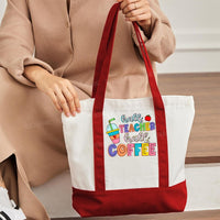 Half Teacher Half Coffee Color-blocked Canvas Bag