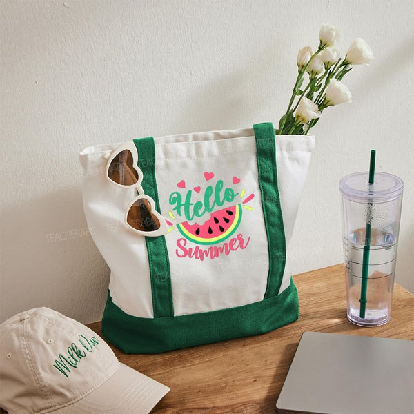 Hello Summer Color-blocked Canvas Bag