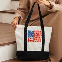 Flag Flower Color-blocked Canvas Bag