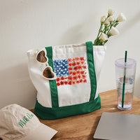 Flag Flower Color-blocked Canvas Bag