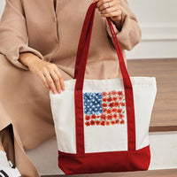 Flag Flower Color-blocked Canvas Bag
