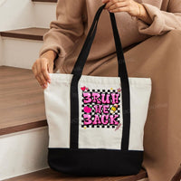 Bruh We Back Color-blocked Canvas Bag