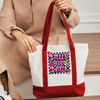 Bruh We Back Color-blocked Canvas Bag