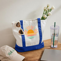 Sun Colorful Pattern Color-blocked Canvas Bag