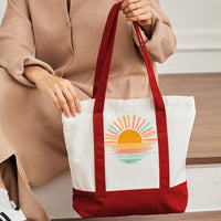 Sun Colorful Pattern Color-blocked Canvas Bag