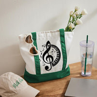 Music Symbols Patterns Color-blocked Canvas Bag