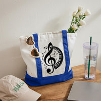 Music Symbols Patterns Color-blocked Canvas Bag