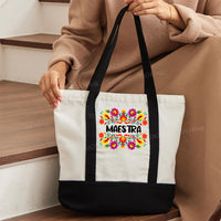 Maestra Flowers Color-blocked Canvas Bag