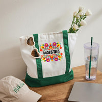 Maestra Flowers Color-blocked Canvas Bag