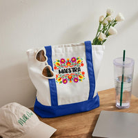 Maestra Flowers Color-blocked Canvas Bag