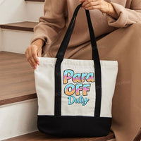 Para Off Duty Pattern Letters Color-blocked Canvas Bag