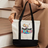Pour Your Art Out Color-blocked Canvas Bag