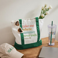 Take Me Where Summer Never Ends Teacherlife Color-blocked Canvas Bag
