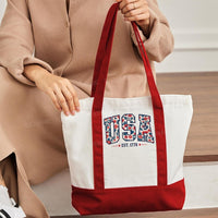 Usa Where Liberty Blooms Color-blocked Canvas Bag