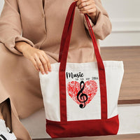 Music Is In My Dna Letters Color-blocked Canvas Bag