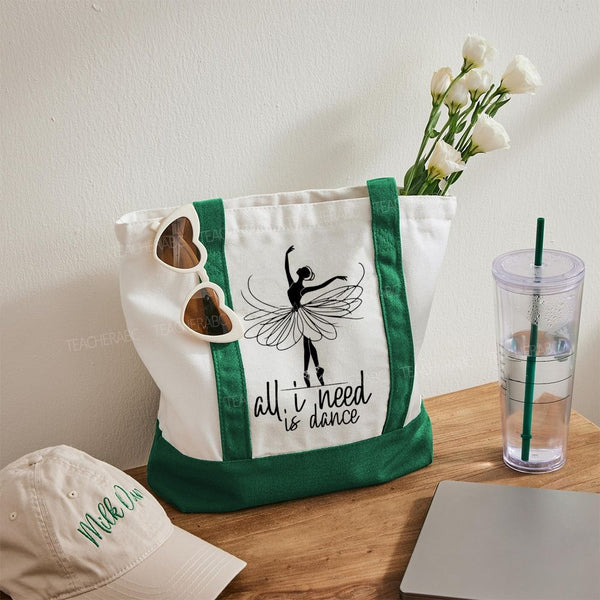 All I Need Is Dance Color-blocked Canvas Bag