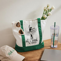 All I Need Is Dance Color-blocked Canvas Bag