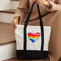 Colorful Heart Color-blocked Canvas Bag