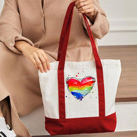 Colorful Heart Color-blocked Canvas Bag