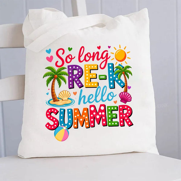 So Long Pre-K Hello Summer Canvas Tote Bag