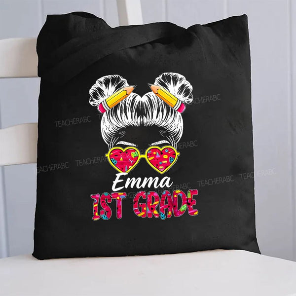 Personalized Name And Grade Teacher Canvas Tote Bag