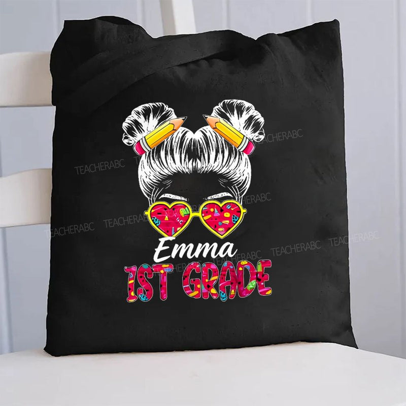 Personalized Name And Grade Teacher Canvas Tote Bag