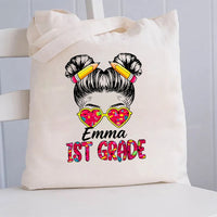 Personalized Name And Grade Teacher Canvas Tote Bag