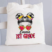 Personalized Name And Grade Teacher Canvas Tote Bag
