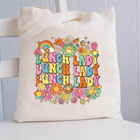 Lunch Lady And Color Flowers Canvas Tote Bag