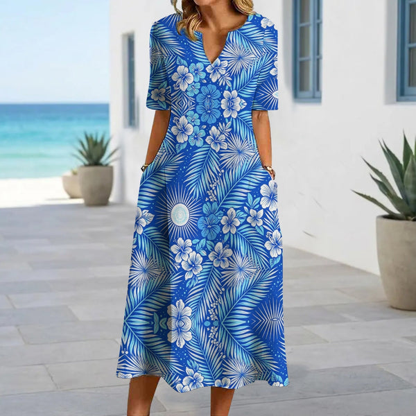 Blue Boho Style Summer Break Dress