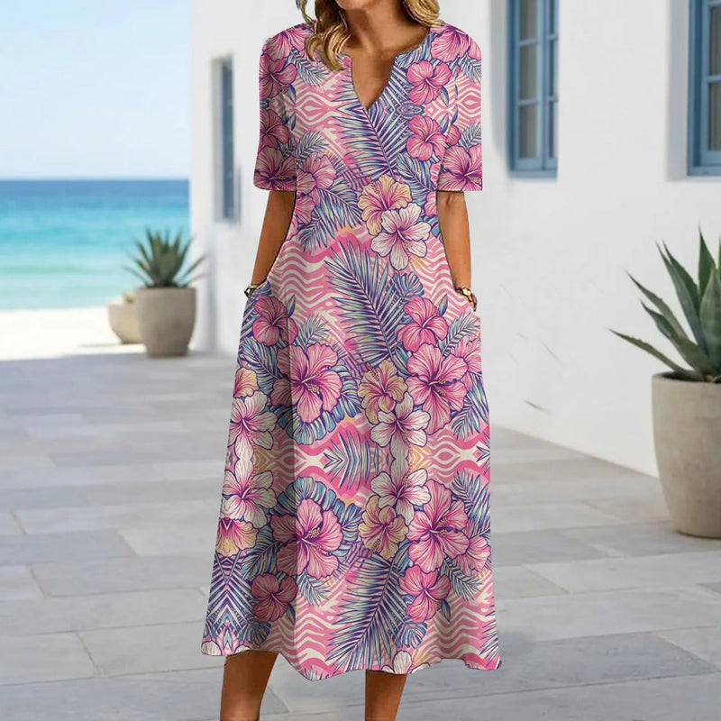Vintage Floral Vacation Vibes Dress
