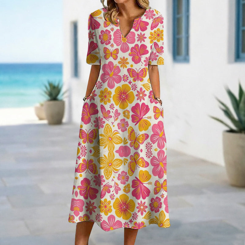 Pink Butterfly Flower Dress