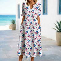 Blue And Red Star Heart Dress