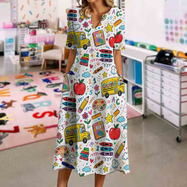 Back To School Apple School Bus Dress