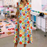 Vintage Alphabet Graphic Dress