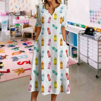 Colorful Crayon Bow Casual Dress