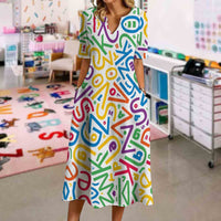 Colorful Abstract Line Print Dress