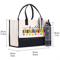 Personalized Grade Hello Kindergarten Color Heart Cotton Tote Bag