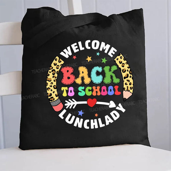 Personalized School Position Welcome Back To School Leopard Canvas Tote Bag