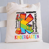 Personalized Grade Rainbow Letter Print Canvas Tote Bag
