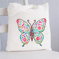 Music Butterfly Canvas Tote Bag