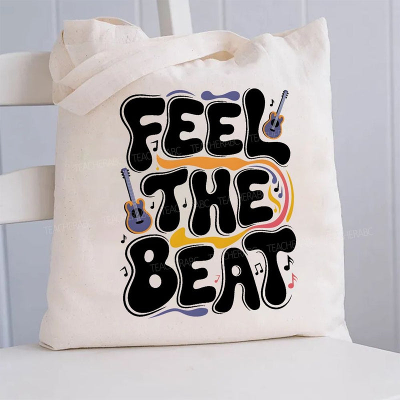 Feel The Beat Music Canvas Tote Bag