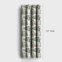 Snowy Forest Christmas Gift Wrap, Watercolor Wolf Wrapping Paper, Rustic Winter Holiday Wrapping Paper, Nature Animal Present Wrapping Paper