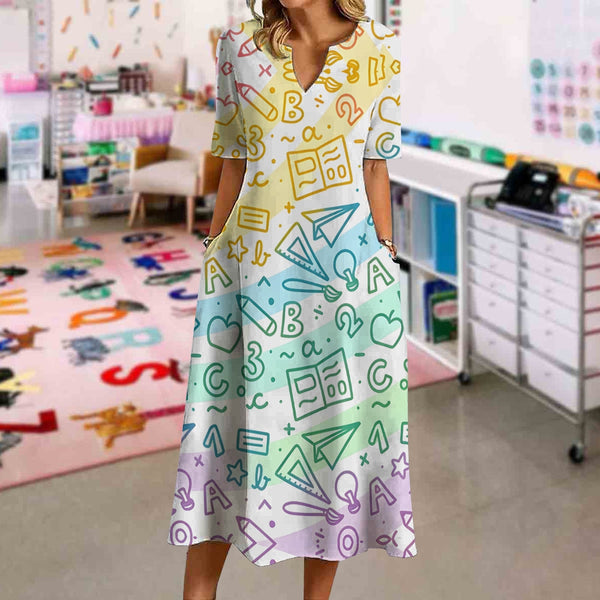 Colorful Number Printed Dress