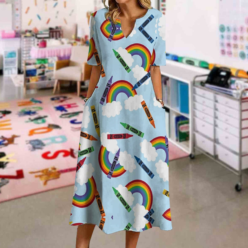 Rainbow Pencil Crayons Dress