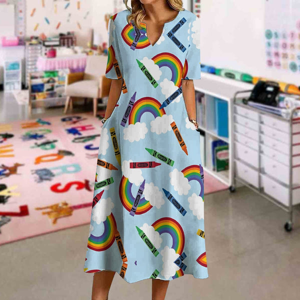 Rainbow Pencil Crayons Dress