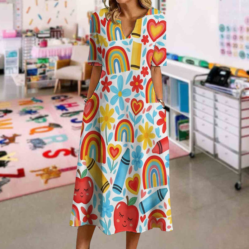 Floral Rainbow Pencil Dress